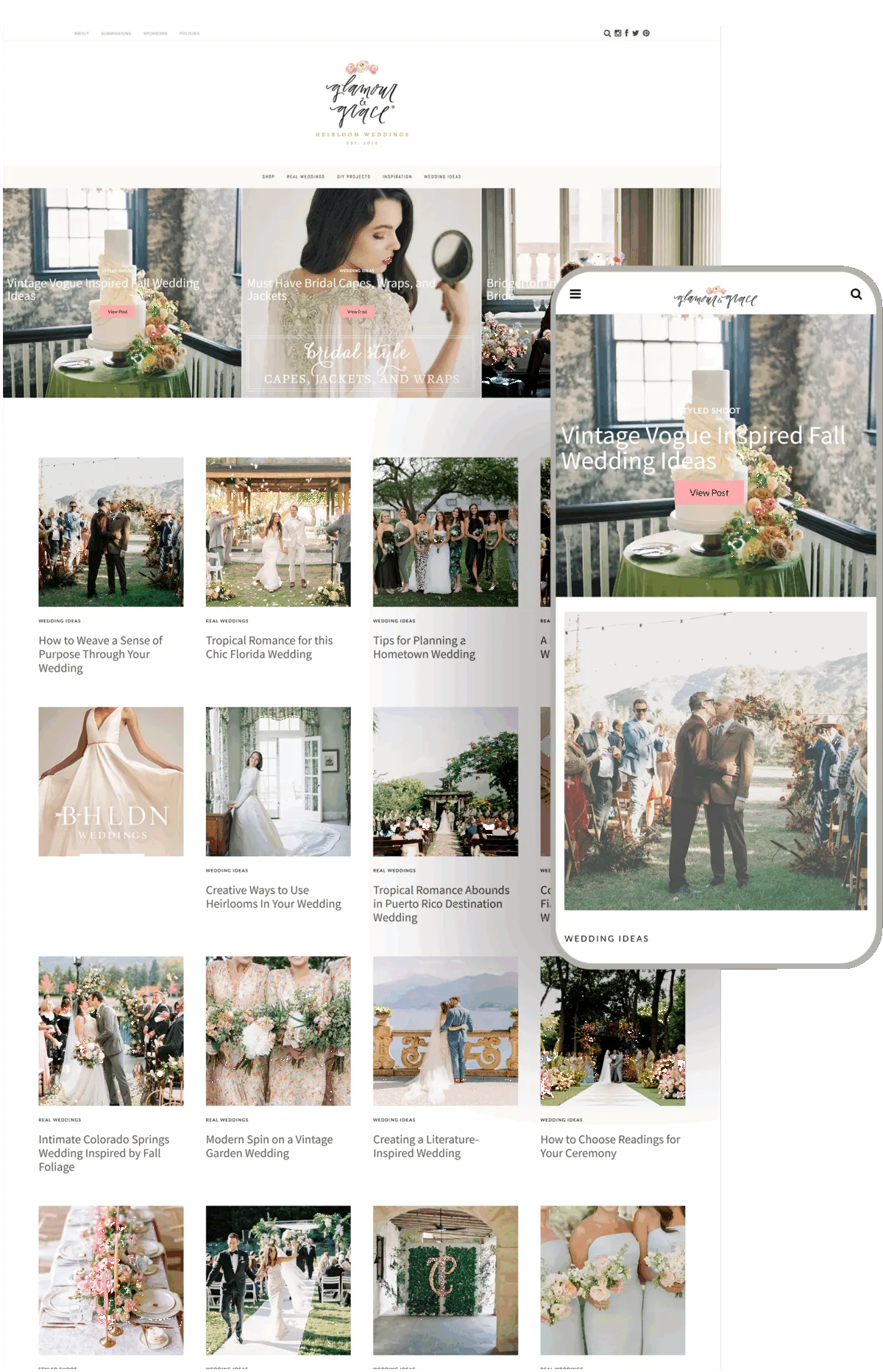 Glamour and Grace blog built by Celebrate Creative