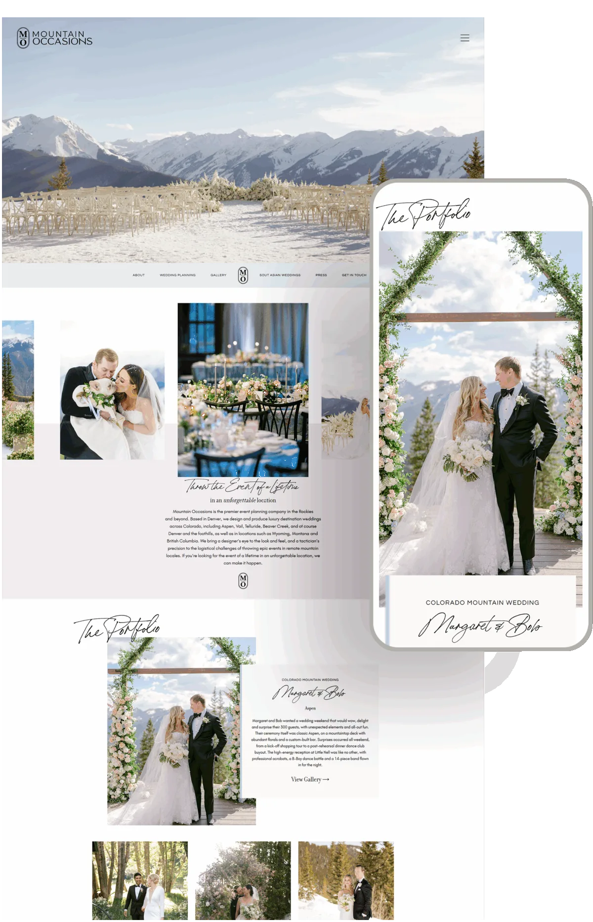 Mountain Occasions wedding planner website designed by Celebrate Creative