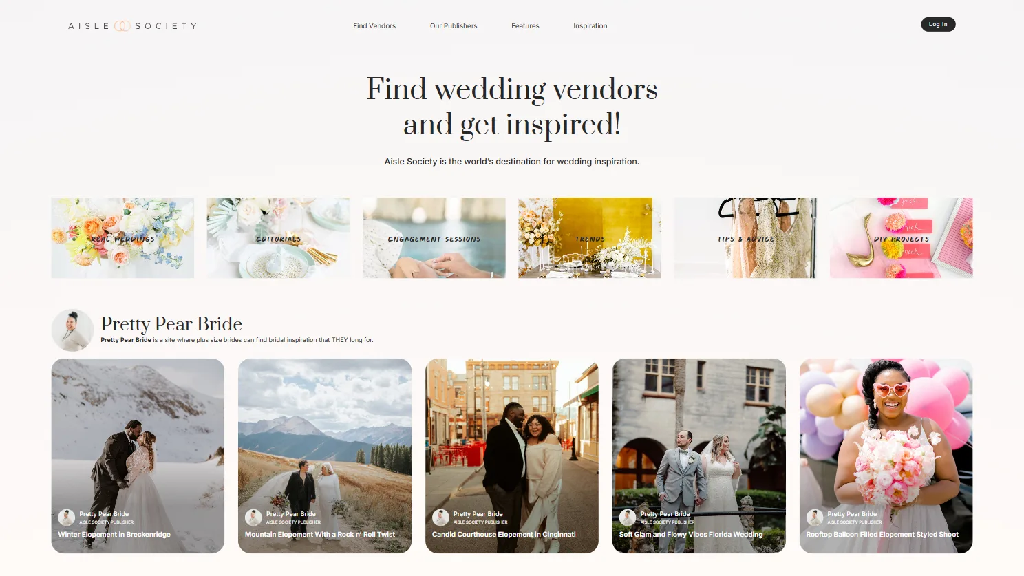 Aisle Society Blog homepage designed by Celebrate Creative jpg