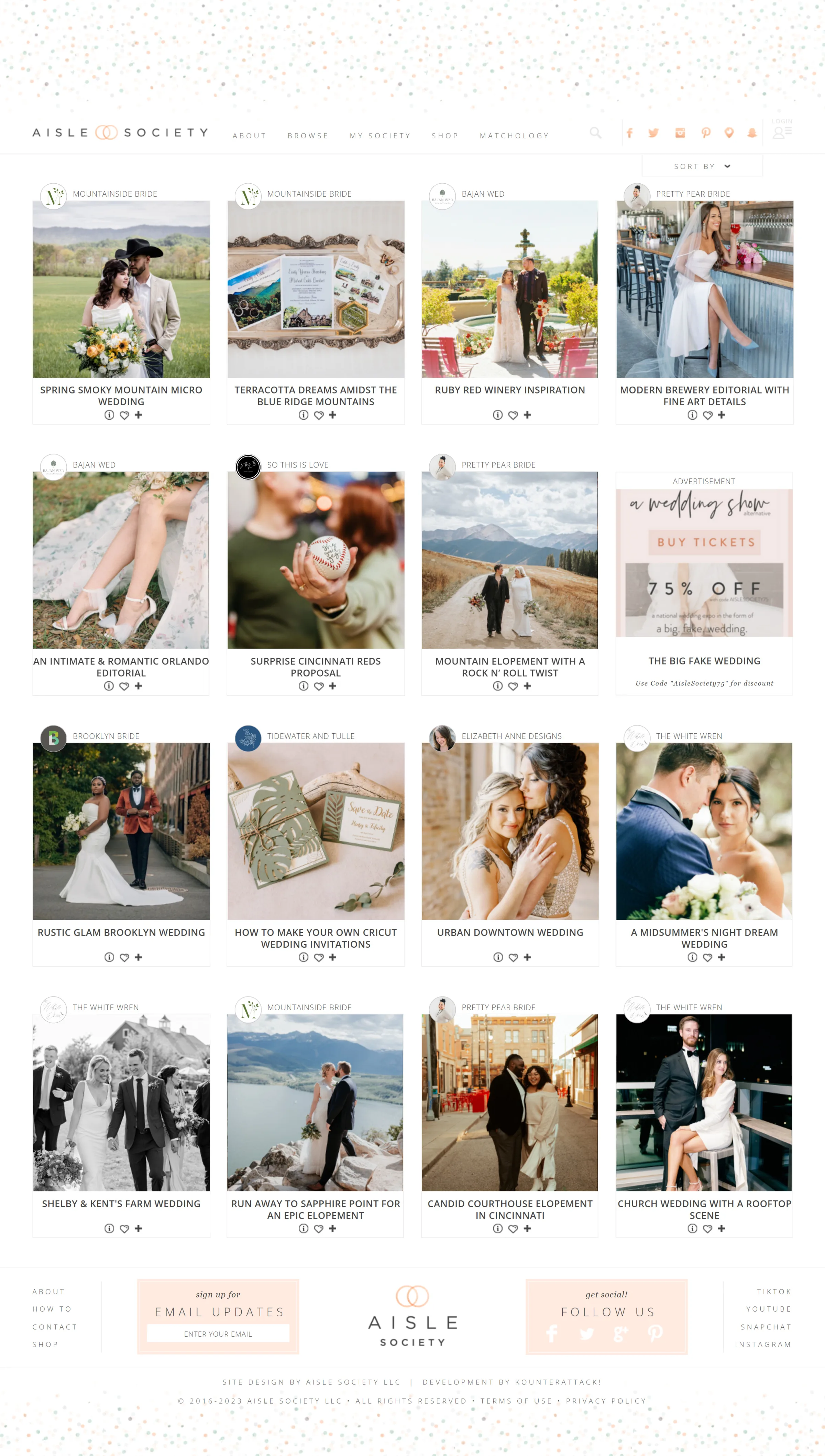 Aisle Society Website Before Redesign by Celebrate Creative