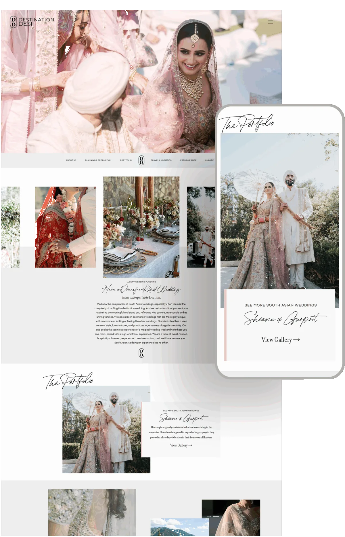 Destination Desi wedding planner website designed by Celebrate Creative