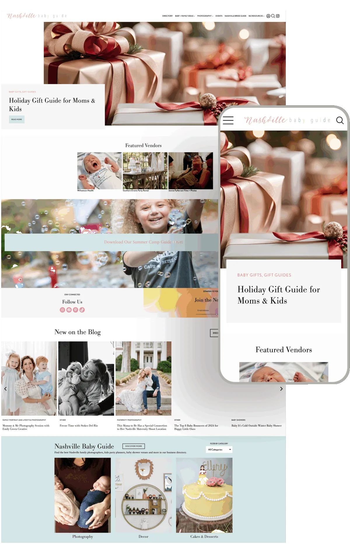 Nashville Baby Guide website designed by Celebrate Creative