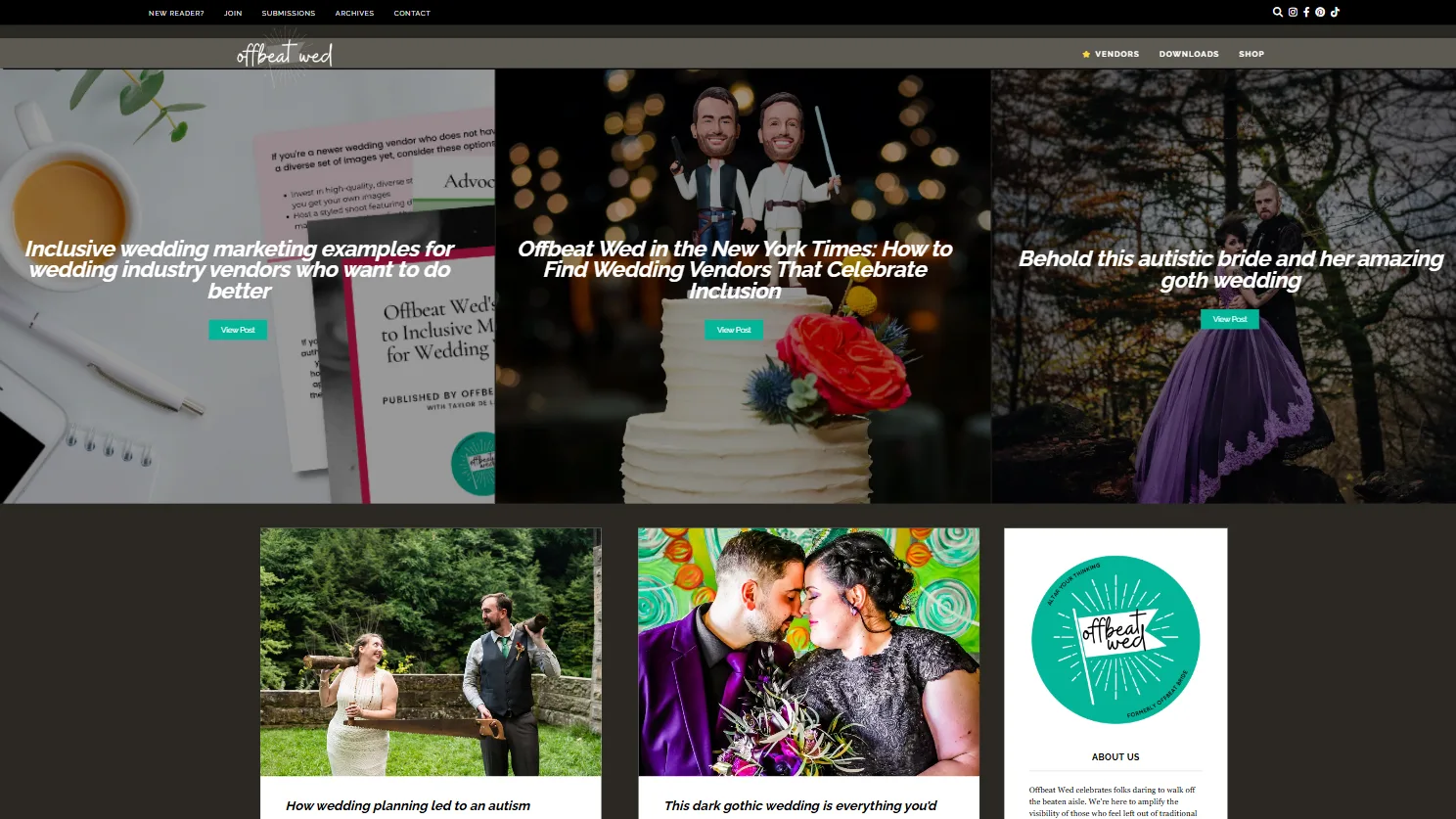 Offbeat Wed homepage built by Celebrate Creative jpg