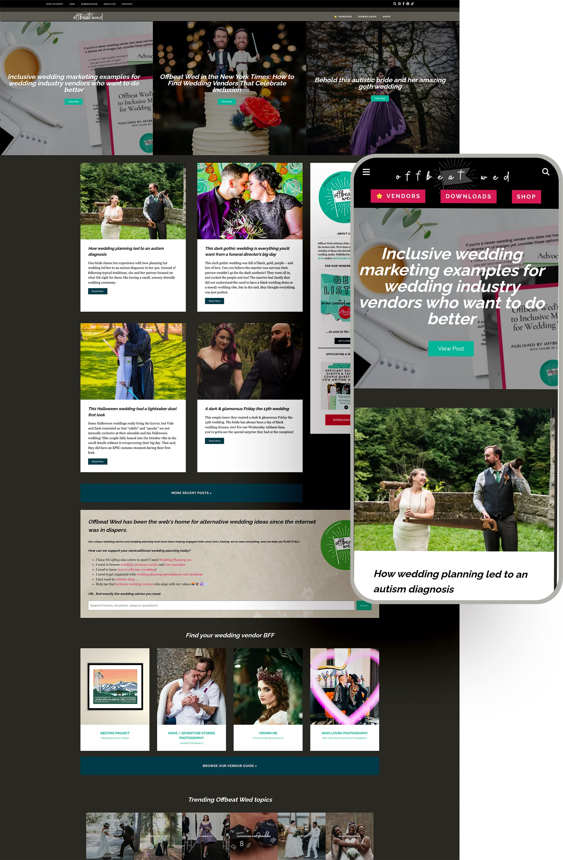 Offbeat Wed website designed by Celebrate Creative