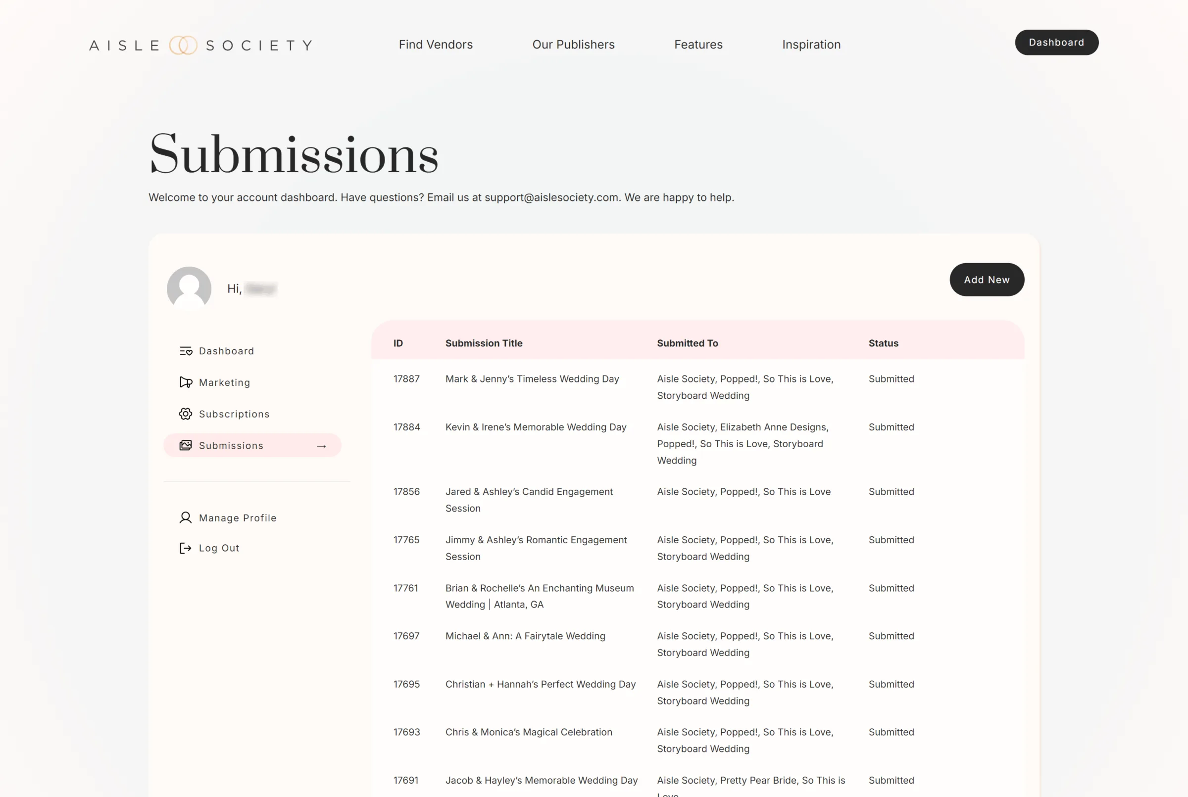Publication Submissions Dashboard Developed by Celebrate Creative