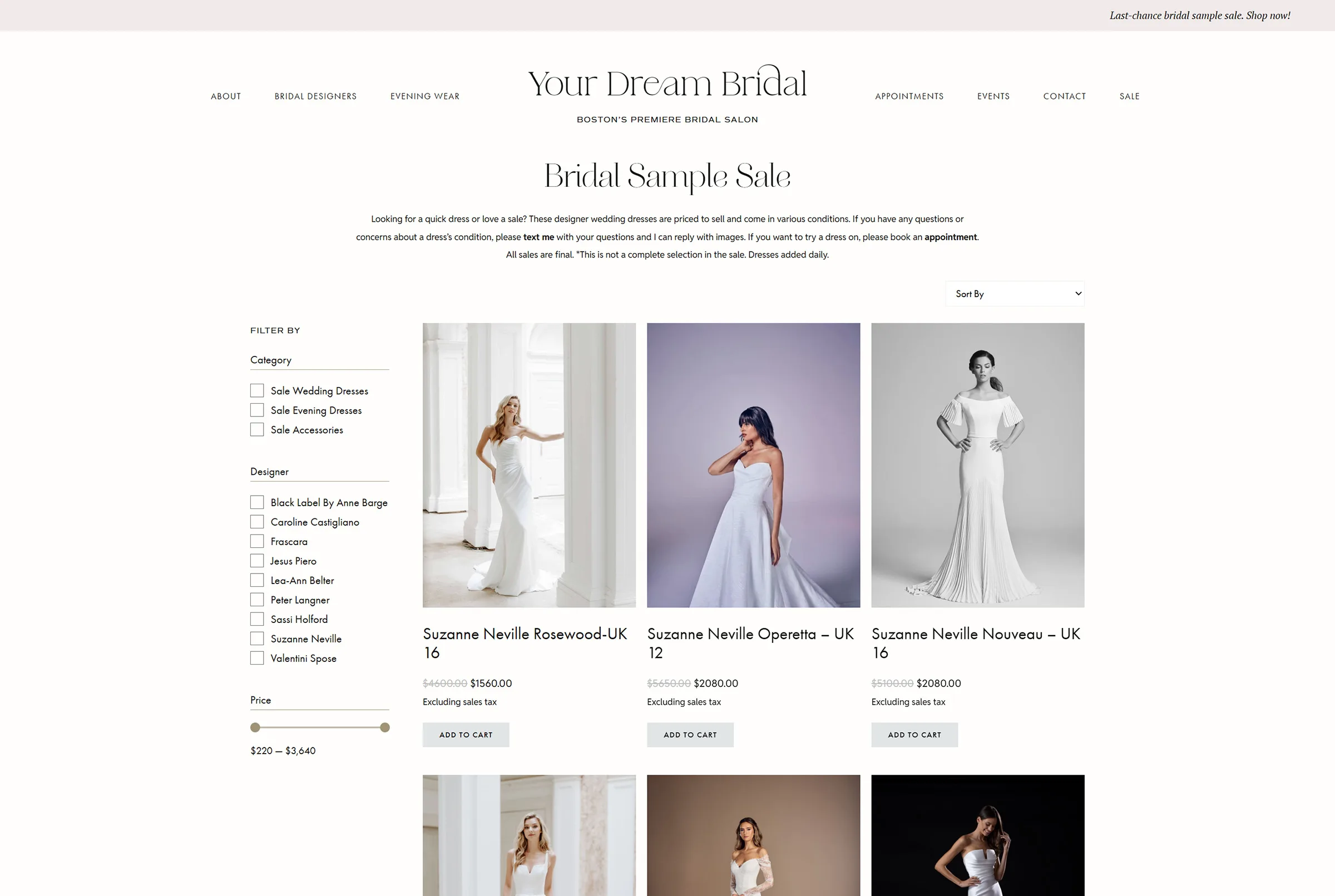 Website Features Your Dream Bridal Ecommerce