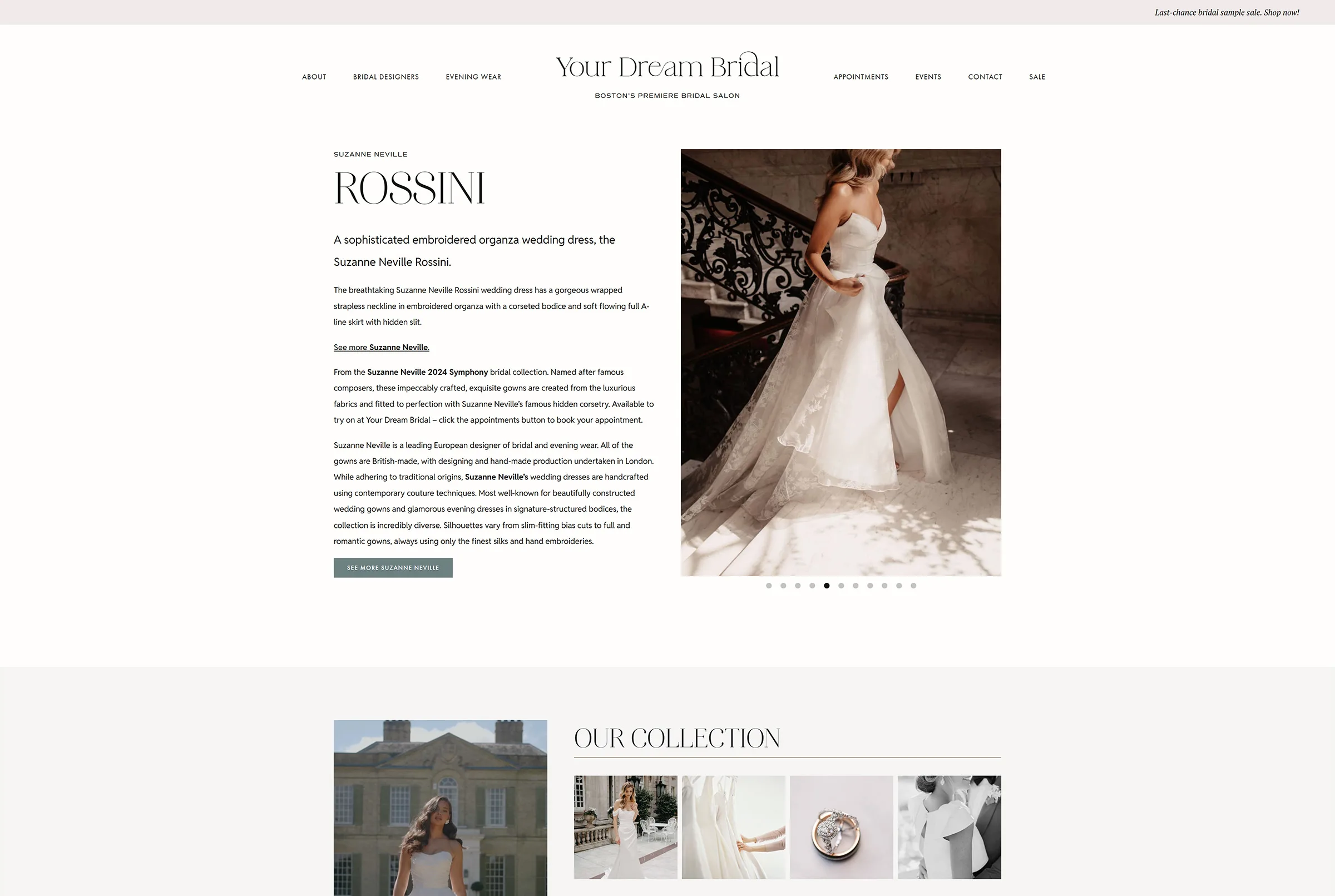 Website Features Your Dream Bridal Gown page
