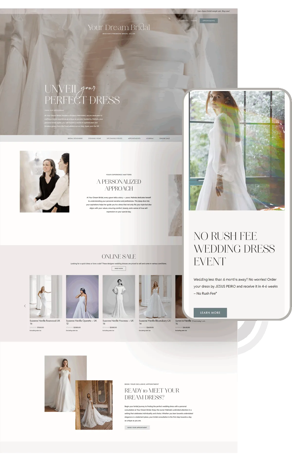 Your Dream Bridal Website designed and built by Celebrate Creative