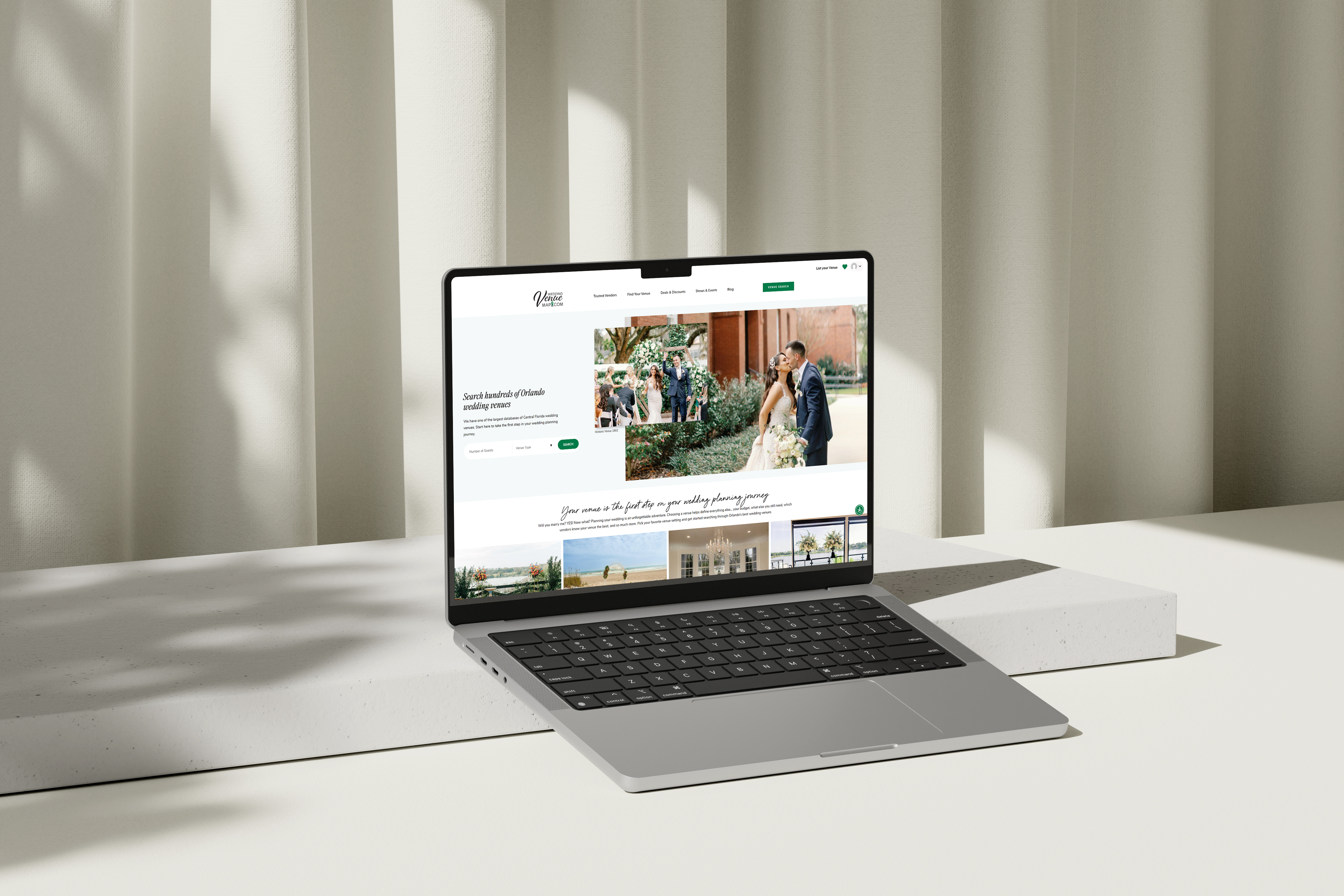 Wedding Venue Map Hompage on Macbook website by Celebrate Creative