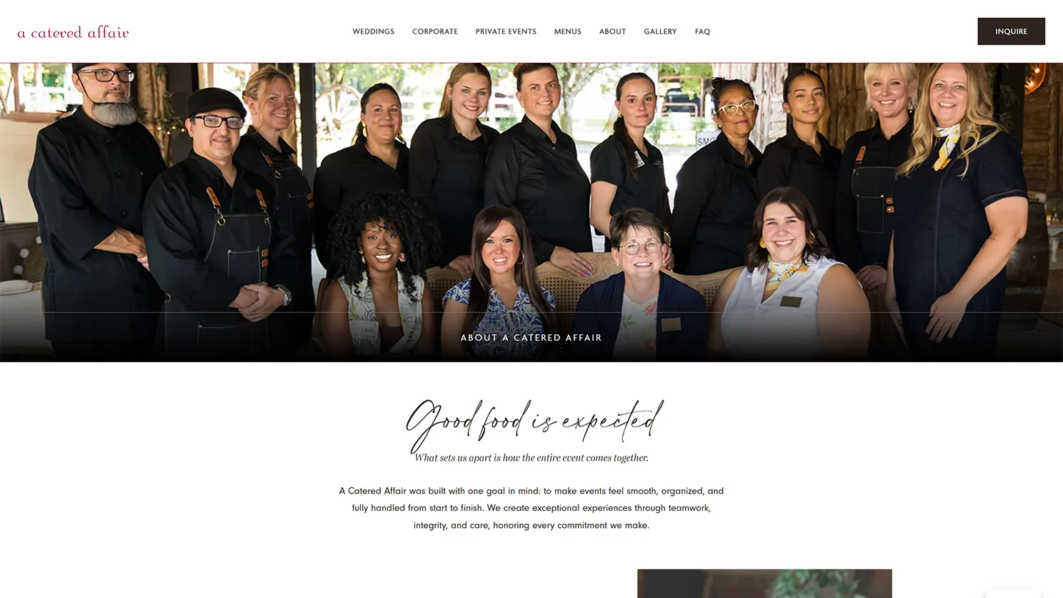 A Catered Affair Website development by Celebrate Creative - About-hero